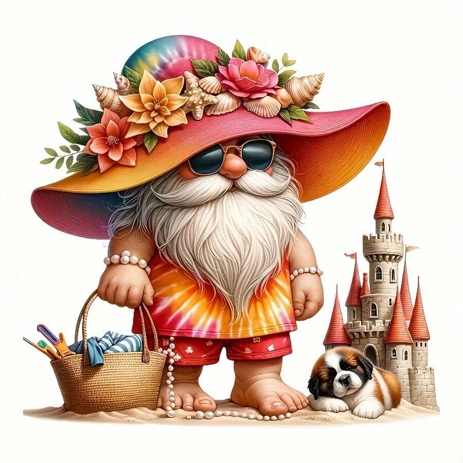 1 件/2 件/3 件夏季矮人带花帽 - 热转印补丁，DIY 熨烫可洗补丁，适用于 DIY T 恤、牛仔裤、运动衫、手提包、枕头 - 彩色 - 查看 1