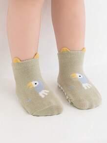 3 Pairs Anti-Slip Rubber Dot Cartoon Animal Print Non-Slip Baby Socks, Comfortable For Infants, All Seasons - Multicolor - View 6