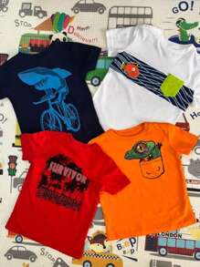 Conjunto de 4 playeras estampadas para niños - Tallas 4 a 10 años - Multicolor - Ver 1