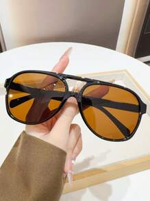 70s Retro European & American Style Double Bridge Fashion Fashion Glasses, Unisex Couples For Summer Beach Vacation,Outdoor,Travel - Multicolor - View 10