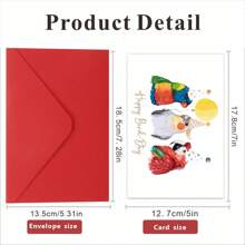 1pc Parrot Birthday Greeting Card - Humorous Parrot Illustration, Congratulations And Well-Wishes For Any Occasion, 5*7 In With Thick Envelope - Red - View 3
