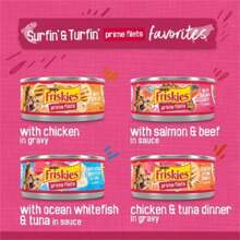 Purina Friskies Prime Filets Surfin' & Turfin' Favorites Chicken, Seafood, Tuna, Salmon, Fish And Beef Flavor Wet Cat Food - 5.5oz/40ct