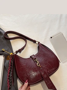 Bolso de mano vintage, nuevo diseño de bolso cruzado de mujer en forma de media luna con colgante, de moda