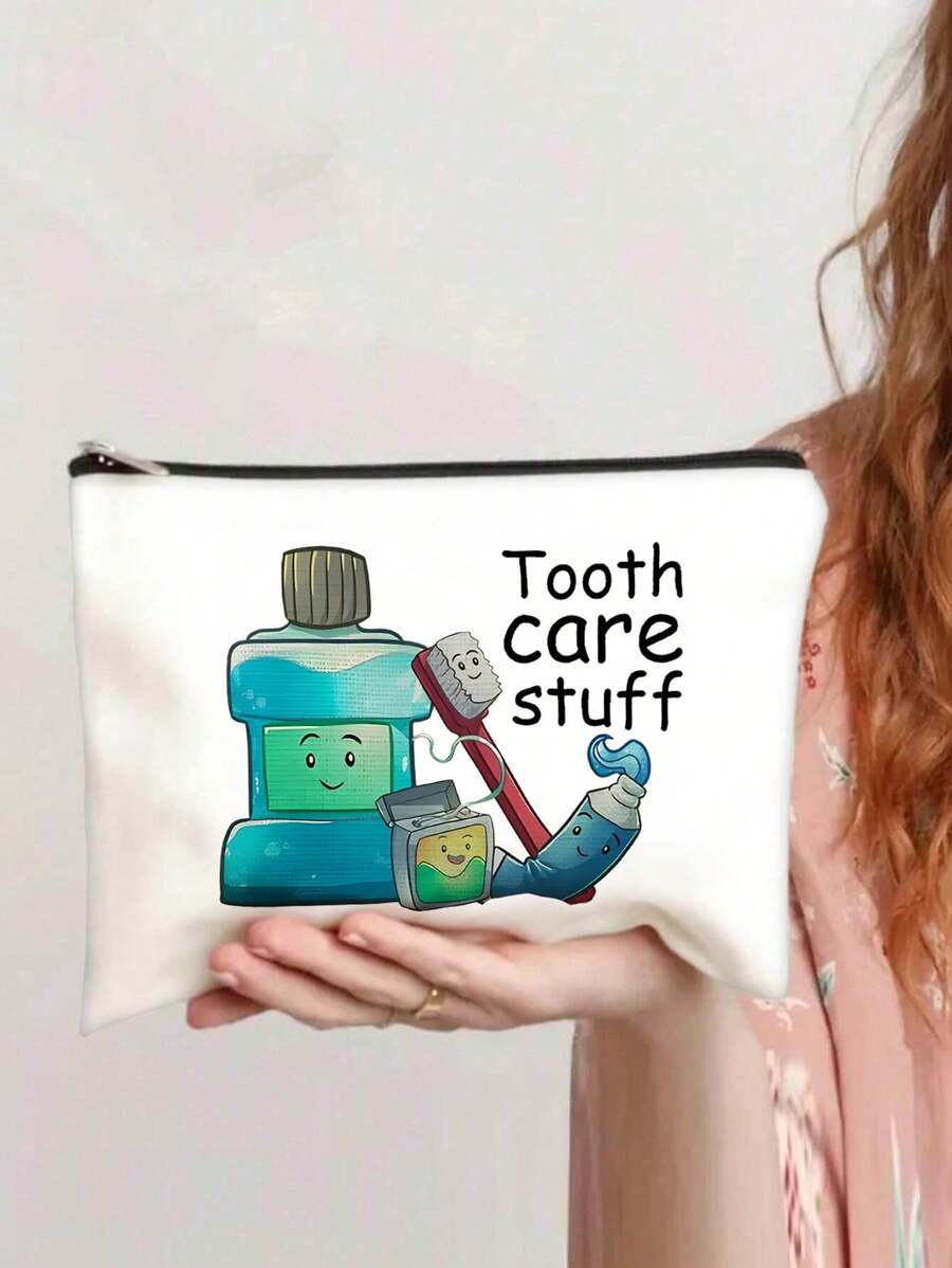 帆布化妆旅行包、拉链化妆袋、洗漱用品收纳袋、铅笔盒、女士手拿包，送给朋友、老师的完美礼物 - 彩色 - 查看 1