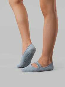 1 Pair Non-Slip Women Yoga Ankle Socks, Suitable For Daily Wear - Blue - View 3