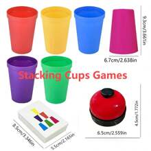 快速堆叠杯子游戏、彩虹堆叠杯子、经典配对杯子游戏、速度配对杯子游戏、家庭互动玩具 - 彩色 - 查看 3