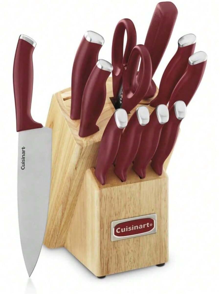 Juego de cuchillos de bloque de 12 piezas, juego de cuchillos con cuchillas de acero para corte preciso, ligero, acero inoxidable, duradero y apto para lavaplatos, C77SSW-12P