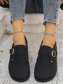 Sandalias planas casuales con diseño de hebilla ajustable para mujer