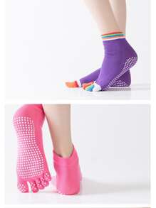 1 par de calcetines de yoga de dedo separado, con punta y talón abiertos, profesionales, con atmósfera difuminada para mujeres que practican yoga avanzado, calcetines de dedo altamente atractivos