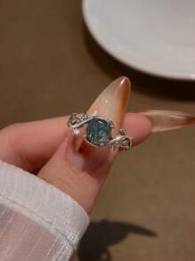 1pc Luxury Zirconia Opening Ring Ladies Jewelry For Women 925 Sterling Silver Single Ring Fine Jewelry For Girls Birthday Prom Party Gifts