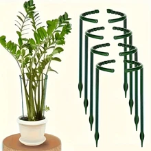 8pcs Plastic Plant Support Rings, Suitable For Greenhouse Garden, Semi-Circular Fixed Rod For Indoor Flowers & Climbing Plants, Flexible & Adjustable Bonsai Tool, Easy To Adjust Height