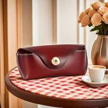 BAINESS 1 件男女通用复古鞣制真皮便携式旅行眼镜盒，手工真皮太阳镜/眼镜收纳盒，可配腰带 - A - 查看 10