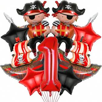 Pirate Themed Balloons Numbers 1-9 For Birthday Party Decorations, Pirate Party Supplies