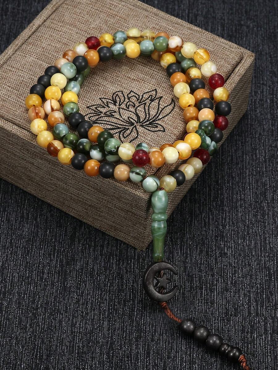 1 buah Kalung Manik-Manik Tali Anyaman Tekstur Retro Kreatif, Manik-Manik Warna-warni, Perhiasan Peribadatan dan Penyembahan - kalung manik-manik - View 1