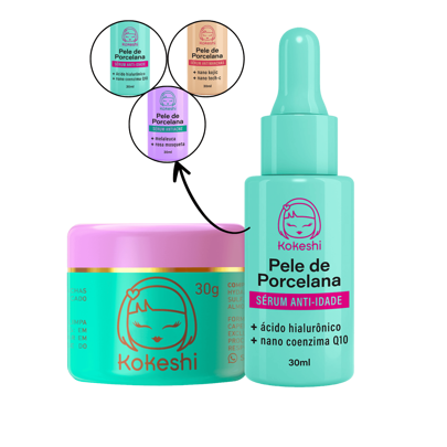  Kit Skin Care Pele de Porcelana Kokeshi e Escolha o Sérum