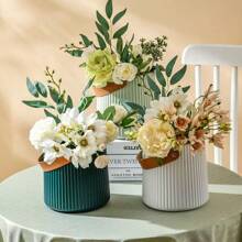 1pc Multi-Color Vintage Floral Style Plastic Vase, Dry Flower Storage Container, Flower Basket, Garden Decor, Living Room & Dining Table Centerpiece, Flower Pot, Unbreakable, Ice Bucket, Suitable For Wall Decor, Wedding & Party Decoration, Vertical Striped, Soft Touch, Adorable Plastic Vase, Can Be Used As Hanging Basket, Very Practical, Also Can Be Used As Desktop Storage, Kitchen Storage, Bedroom Small Trash Can Home Decor Back To School Room Decor School Supplies