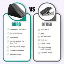 3 件装可调角度深蹲楔形块 - 12 英寸 PP 泡沫斜板，适用于瑜伽和膝盖超过脚趾，可折叠腿部拉伸器带防滑底座，轻便工具，适用于家庭健身房和小腿抬高 - 黑色 - 健身套装