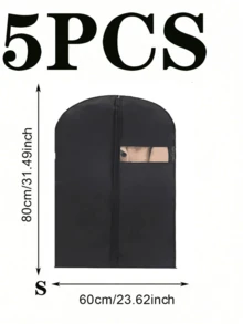 10-1pcs Black Garment Dust Cover, Hanging Clothes Bag, Waterproof Clothes Protector, Suit Garment Bag, Storage Bag, Essential For School, Office, Home - Black - View 20
