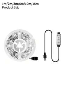 1 rolka 50-stopowej taśmy świetlnej LED RGB, elastyczna taśma świetlna LED z 3-klawiszowym sterowaniem linią danych, wielokolorowa, regulowana, różne tryby oświetlenia, pilot zdalnego sterowania, zasilana przez USB, samoprzylepna, dekoracyjne oświetlenie do podświetlenia telewizora, pokoju, sypialni, imprezy świątecznej