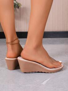 Women's Casual Fashion Wear-Resistant Anti-Slip Bohemian Transparent Platform Desert Style Wedge Sandals