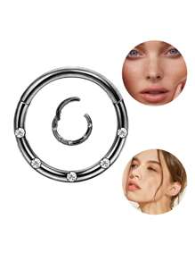 1 件不锈钢软骨耳屏耳环，8 毫米 10 毫米方晶锆石环形鼻环，身体穿孔首饰 - 無縫圈 - 查看 18