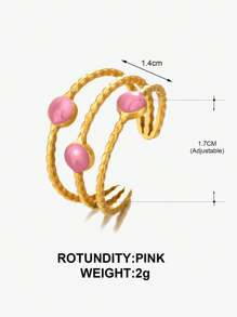 1pc 18K Gold Plated Stainless Steel Vintage Style Geometric Open Ring, Suitable For Women Wearing Daily
