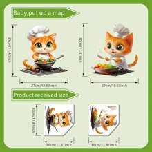2 件富有想象力的猫厨师墙贴：厨房墙壁艺术，带有蔬菜、勺子、厨师帽 - 乙烯基装饰贴纸，可装饰您的家居壁画 - 添加烹饪魅力效果礼物生日毕业房间装饰家居装饰墙壁装饰浴室装饰卧室装饰房间装饰物品客厅装饰房屋装饰家居装饰客厅墙纸墙贴墙贴 - 彩色 - 查看 2