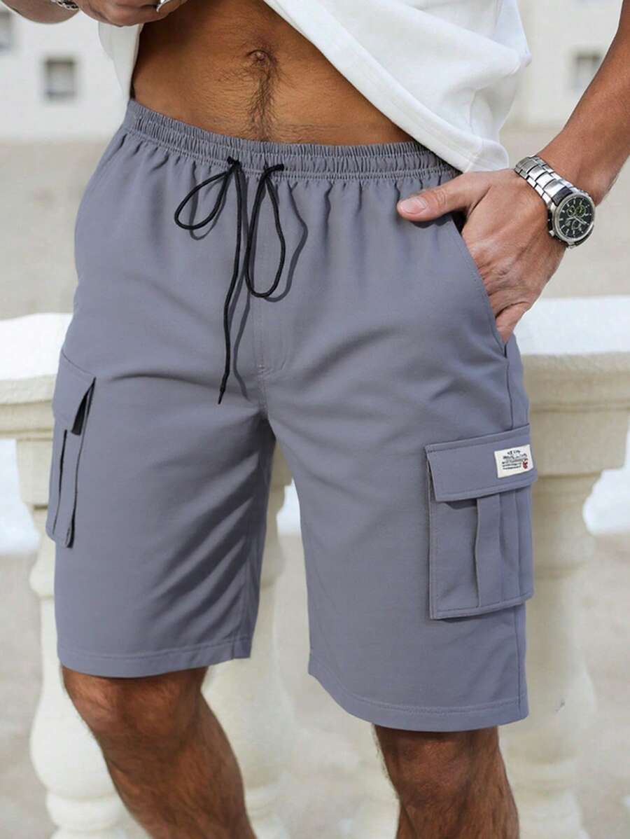 Men's Casual Cargo Shorts, Stylish Mid-Length Pants - Grey - View 1