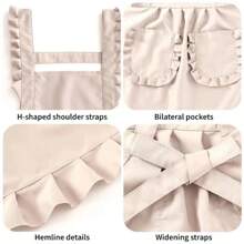 Delantal de encaje adorable, impermeable, con espalda cruzada, delantal de cocina con bolsillos grandes, delantal con pintura artística linda para florería - Multicolor - Ver 3