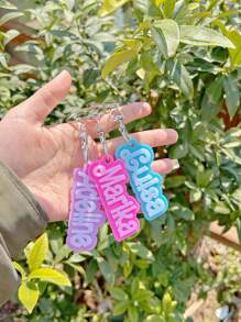 1pc Customizable Pink Acrylic Name Keychain, Double-Layer Personalized Letter Keychain With Multiple Fonts, Cute Pendant Keychain Customization Gift, Back To School Gift, Birthday, Romantic Valentine's Day Holiday Customization Gift