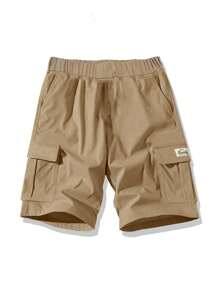 3pcs Boys & Teen Sports Casual Outdoor Cargo Shorts With Pockets, Spring & Autumn