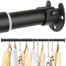 CTSZOOM 5 Sizes, Adjustable Black Closet Rod, Heavy Duty 15.75inch-74.8inch Closet Rail, For Hanging Clothes, High-Quality Metal Black Closet Rod For Wardrobe, Laundry Room, Room Dividers, Curtain Rods, Easy Installation, Suitable For Bathroom, Windows, RVs, Living Room, Bedroom, Curtain, Closet Etc.
