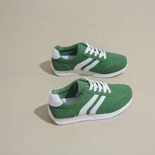 Women's Casual Sneakers, Low Top, Breathable, Lightweight, Suitable For All Seasons, Lace-Up, Rubber Outsole - Green - View 3