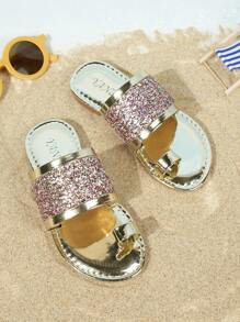 Girls' Summer Outdoor Fashion Nail Finger Sandals 2 New Styles Of Children's Rhinestone Princess Beach Shoes