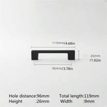 1 pieza Manijas simples de gabinete de cocina, perillas de cajón y tiradores de puerta de armario de aleación de aluminio cepillado negro para muebles