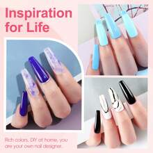 PEACECOLOR 38PCS Gel Nail Polish Kit With UV LED Nail Lamp Red Grey Black UV Nail Gel Kit Silver Golden Glitter Top Coat Manicure Kit Nail Art Design Gift For Women - 查看 4