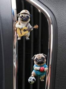 1/2/4个装可爱巴哥犬汽车出风口夹 2D亚克力扁平狗狗装饰汽车香氛夹，空气清新剂，汽车内饰配件 - 米色 - 查看 15