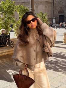 女装春夏新款斗篷设计针织外套简约时尚休闲日常