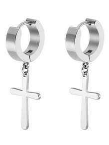 1 对钛钢无穿孔夹式假情侣耳环朋克风格时尚耳饰男女派对夜间外出配饰 - 彩色 - 查看 13