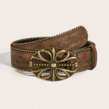1pc Bohemian Style Golden Edged Floral Print Vintage Belt, Suitable For All Seasons, Matching With Coats, Dresses, Jeans Summer, School Fall, Autumn, Halloween - Multicolor - View 15