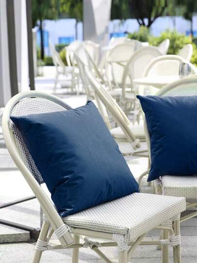2pcs/Set Spring & Summer Waterproof Cushion Covers, Candy Colors, Suitable For Garden, Pool, Patio Chairs, Navy Blue