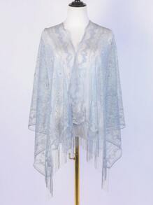 1pc Women's Solid Color Paisley Hollow Lace Tassel Scarf, Versatile Fashion Shawl, Sunscreen Beach Wrap For Party & Vacation - Paisley Pattern - View 6