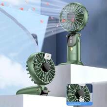 USB Rechargeable Silent Fan For Summer Gift, Multipurpose 6-Speed Handheld Fan With Display, Summer Cooling,Portable 180-Degree Foldable, With Cell Phone Holder Function,With Aromatherapy Function, Suitable For Office, Outdoor Travel, Family Daily.