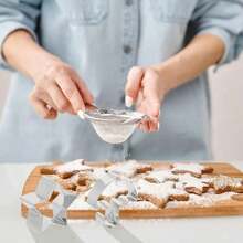 4 件不锈钢饼干切刀，伞形、星形、三角形、圆形饼干切刀套装，用于烘焙和装饰饼干，厨房糕点切刀