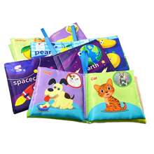 1pc Tear-Resistant Cloth Book With 3D Animal & Universe Early Education Recognition Crinkle Paper, English Enlightening Educational Toy