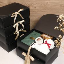 10pcs - White/Black/Pink/Brown Gift Box With Lid, Gift Box With Ribbon For Bridesmaid Proposal Box, Gift Box For Wedding, Birthday Gift, Shower Party And Other Parties, Valentine's Day Gifts, Valentine Day