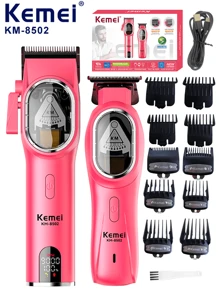 Máquina de cortar el pelo profesional KEMEI Km-8502, cortapelos eléctricos inalámbricos con cuchillas de carburo de diamante - Rosa - Ver 2