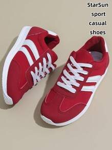 Damen Mehrfachfunktions Orthopädische Schuhe für alle Jahreszeiten, wasserdicht rutschfest leicht zu reinigen mit rundem Zehenbereich, flache bequeme vielseitige Sneaker, Farbblock Retro Skater Schuhe, Rot/Grün/Gelb, Größe 35-43 Große Größen