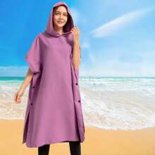 Poncho de surf, toalla poncho, poncho con capucha de microfibra, bata de playa para cambiarse, toalla de playa poncho para adultos - Multicolor - Ver 6