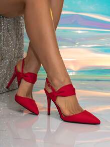 女士新款时尚红色尖头高跟鞋,适合派对、春季、夏季、秋季穿着,2.5英寸法式闭趾细高跟,优雅女士高跟鞋,适合派对装扮 - 紅色 - 查看 5